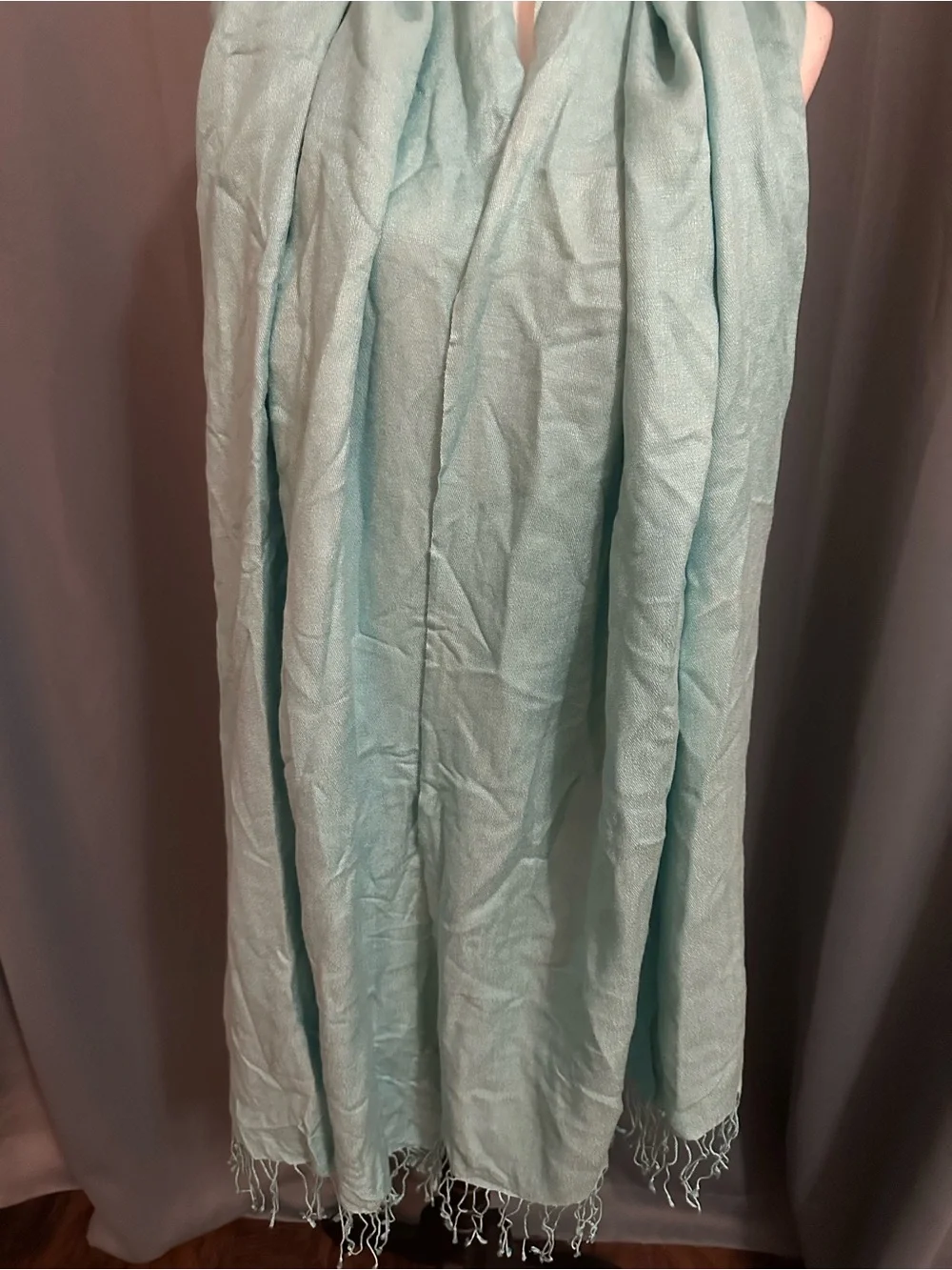 Mix Nouveau 70% Pashmina Cashmere 30% Silk Aqua Fringe Shawl Wrap Stole